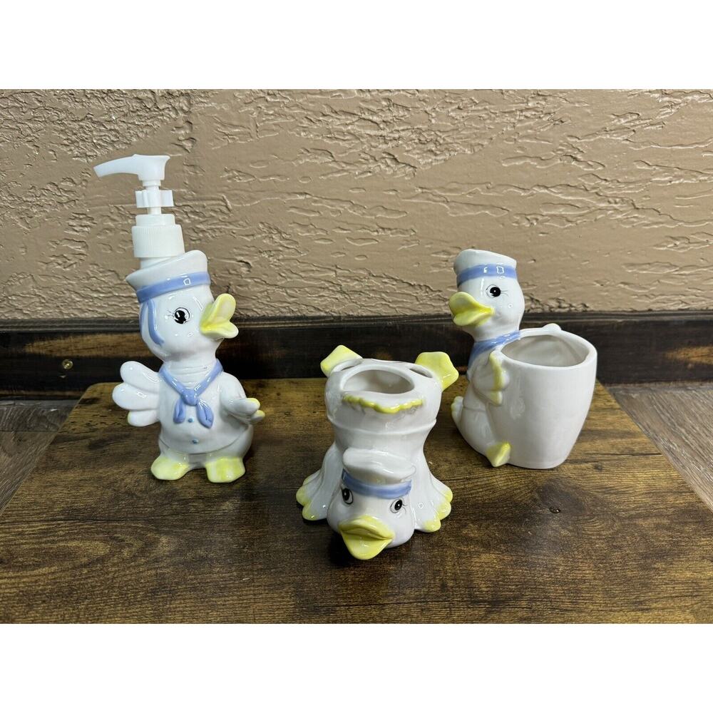 Sailor Duck Toothbrush Holder, Soap Dispenser, & Accessory Holder. Baby Ducks
